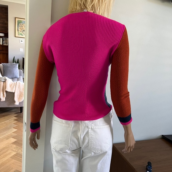 DIANE von FURSTENBERG Textured Wool Multicolor Sweater - Picture 3 of 8